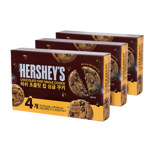 허쉬 초콜릿칩 싱글 쿠키 4번들팩 200g x 3개