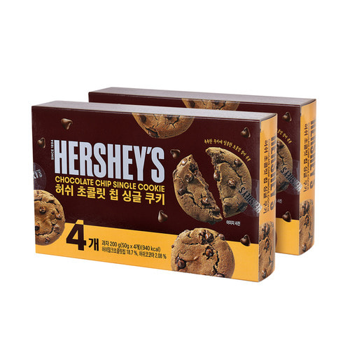 허쉬 초콜릿칩 싱글 쿠키 4번들팩 200g x 2개